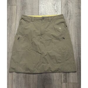 Mountain Hardwear La Strada Ruched Adventure Skirt Womens 10 Khaki Zip Pockets
